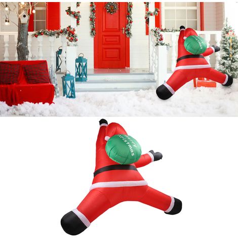 Aufblasbarer Weihnachtsmann mit LED-Lichterkette für Wand/Garten/Fenster, 1,8 m, wasserdichtes Polyester, EU-Stecker (1/5)