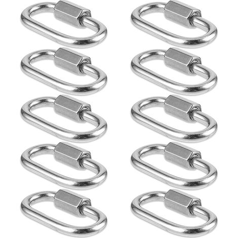 Petits mousquetons, lot de 10, en acier inoxydable 304, mousqueton robuste, M3.5, chaîne à dégagement rapide, clips à vis, pour le camping, la randonnée, la balançoire, le hamac. (1/5)