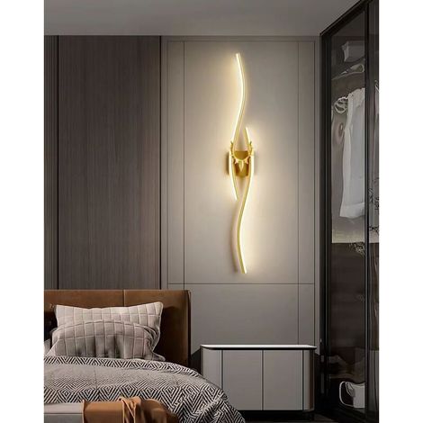 Luxury contemporary LED wall light, modern wall light with golden deer antler motif, black LED wall light, warm white 3000K, for bedroom, living room, hallway, 60cm, 16W - gold (1/4)