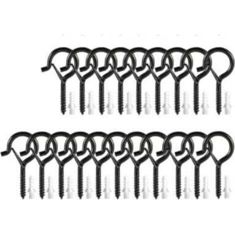 20er-Packung Schraubhaken, XU, schwarz, 4 mm x 55 mm, hochwertiges Produkt, langlebig und zuverlässig, ausgewählte Materialien, normkonform, einfach zu verwenden, Zufriedenheitsgarantie – KZQ (1/4)