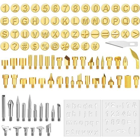 Set of 105 Pyrography Letters (Letters, Numbers, Symbols, Alphabet) for Pyrography on Wood (1/5)