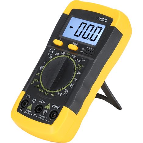 Tragbares Multifunktions-LCD-Digitalmultimeter, AC/DC-Spannungs- und Stromdetektor, schwarz und gelb (1/5)