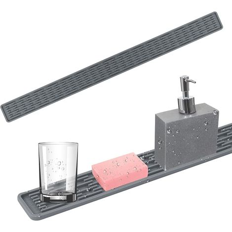Tapis Egouttoir, Tapis de Robinet Silicone, Tapis Evier Cuisine pour Eclaboussure, Drainage, Séchage Protection évier, Tapis Vaisselle Gris, Tapis Egouttoir Vaisselle Absorbant, 7050.5cm (1/5)