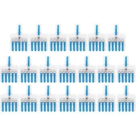 20 Pièces Connecteur Rapide Fil Electrique, Borne de Jonction Type T en Cuivre, Diviseur de Ligne 5 en 1 (Bleu) (1/5)