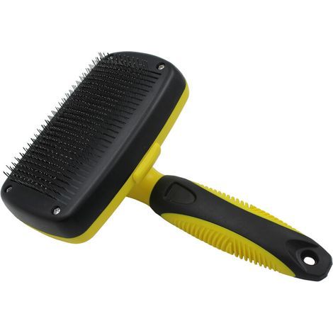 Cepillo para perros y gatos, cepillo y peine para perros, cepillo y peine extensible para el cuidado de mascotas, amarillo y negro. (1/5)