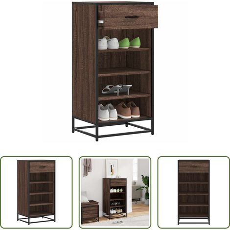 vidaXL Bois d'ingénierie - Étagère à chaussures chêne marron 48x38x97,5 cm bois ingénierie (1/5)
