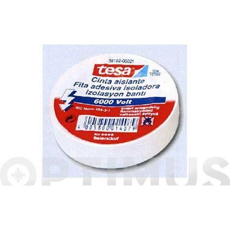 FPLUS cinta aislante tesa 10x19 blan.x10uds. , Tradicional cinta aislante de la marca Tesa.
Protección segura de la corriente eléctrica hasta 6000V.
Sirve para aislar, cubrir o ceñ