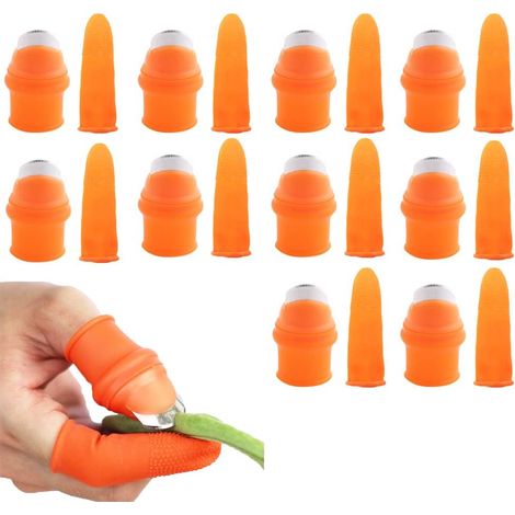 Lot de 10 couteaux de pouce en silicone, séparateurs de jardin, outils de récolte de doigts, cueilleurs de plantes pour couper les plantes, les fruits, les légumes, la récolte de cuisine (5 cm) (1/5)