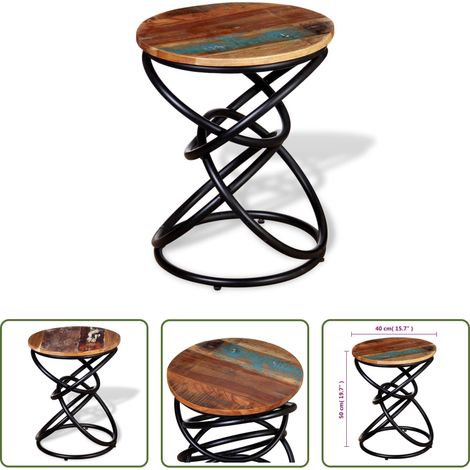 Table basse vintage - Table d'appoint Bois de récupération massif (1/5)