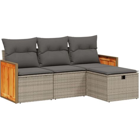 Maison Exclusive - 4-tlg. Garten-Sofagarnitur mit Kissen Grau Pol