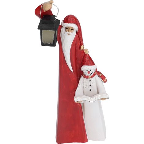 Weihnachtsmann und Schneemann aus Kunstharz für den Garten (1/5)