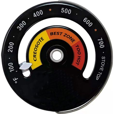 Lot de 1 Thermomètre pour Cheminée et Poêle, Jauge de Thermomètre Magnétique pour Tuyau de Cheminée en Bois Rond Four (1/5)