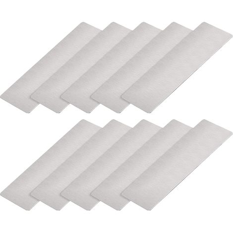 Blanc Métal Carte (80mm x 30mm x 0.4mm) 10pcs, Brossé 201 Inox Acier Plaque Signalétique - pour Maison Intérieur DIY Signalisation Gravure, Argent Ton (1/5)