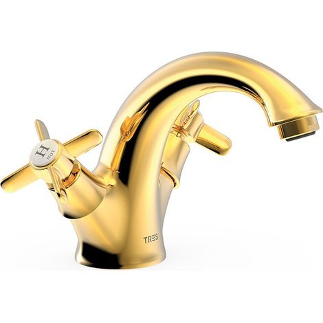 GRIFO BIMANDO PARA LAVABO CON VOLANTES. LATIGUILLOS DE (1/2)