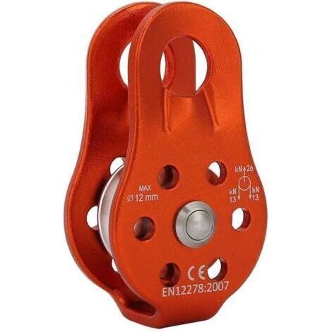 Aluminum Alloy Pulley Pulley Heavy Duty Single Rope Pulley Block for 12mm Rope Climbing 26KN- (1/4)