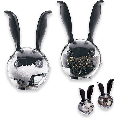 Moulin à poivre noir manuel – Rotor en céramique réglable – Design oreilles de lapin – 2PCS pour assaisonnement frais