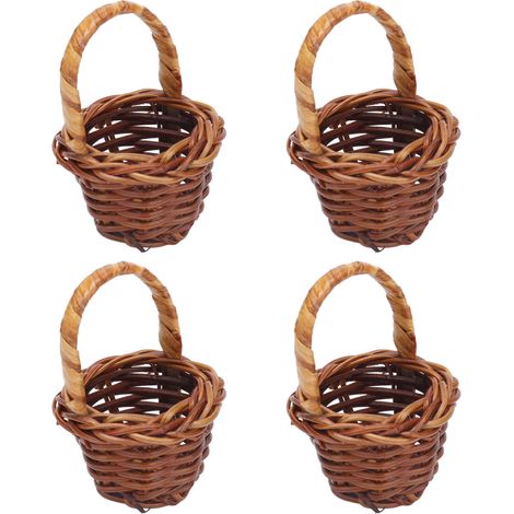 Lot de 4 paniers de rangement miniatures pour maison de poupée (échelle 1:12), en rotin tressé à la main, pour fruits et légumes, jouets et décoration. Cadeau idéal pour les enfants. (1/5)