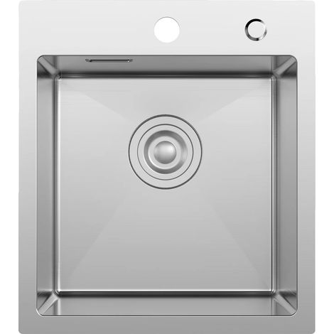 Évier de cuisine, acier inoxydable 304, design à un seul bol, Argent Clair (1/5)