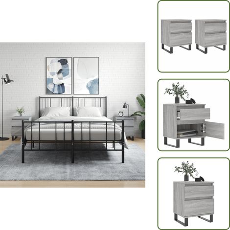 Nachttische 2 Stk. Grau Sonoma 40x35x50 cm Holzwerkstoff - Nachttisch - Beistelltisch - Wohnzimmermöbel - Schlafzimmerschreibtisch - Grau Sonoma (1/5)