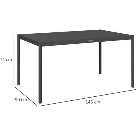 Table de jardin, table d'extérieur, résistante aux intempéries, en aluminium, 145 x 90 x 74 cm, gris foncé (1/5)