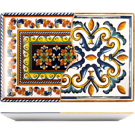 H&h piatto rettangolare positano in stoneware cm 34x22