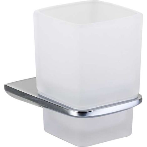 kielle Vega - Vaso para cepillo de dientes y pasta dentífrica con soporte, cristal mate/cromo 40018000 (1/2)