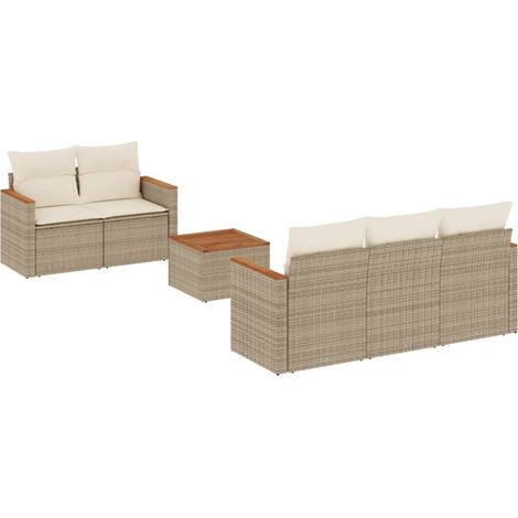 Maison Exclusive - Juego de sofás jardín con cojines 6 pzas ratán (1/5)