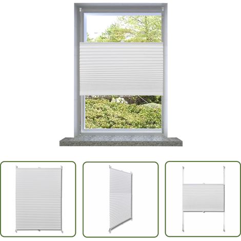 The Living Store Verdunklungsplissee 60×100 cm Weiß - Verdunkelungsplissee - Plissee Weiß - Sonnenschutz - Sicht Schutz - Raffrollos (1/5)