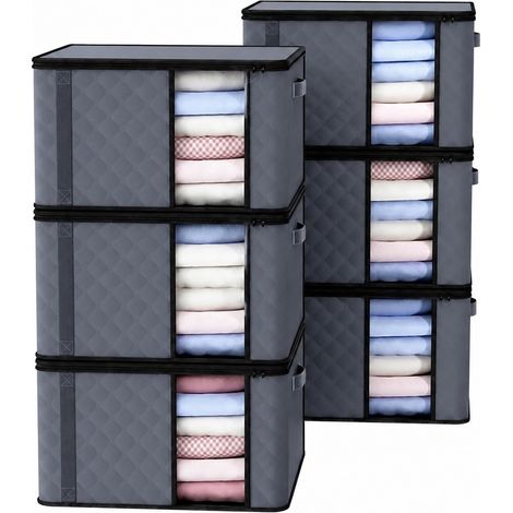 Sac de rangement pour couette, 35 L/60 L/90 L, en tissu non tissé, avec compartiments renforcés, organisateur portable pour la maison, section horizontale 90 L (1/5)