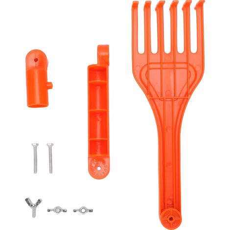 Mini rastrello con manico girevole, attrezzo in plastica per rimuovere foglie e detriti dalle grondaie. (1/5)