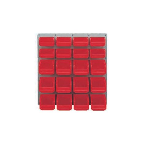 Panneau mural équipé de 8 bacs 0,3L et 12 bacs 1L rouges - 5050057