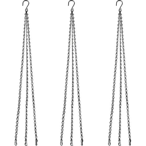 Filiyano-Chaîne pour panier suspendu Sunrain, lot de 3 supports pour plantes, chaînes métalliques avec clips compatibles avec pots de fleurs et (1/3)