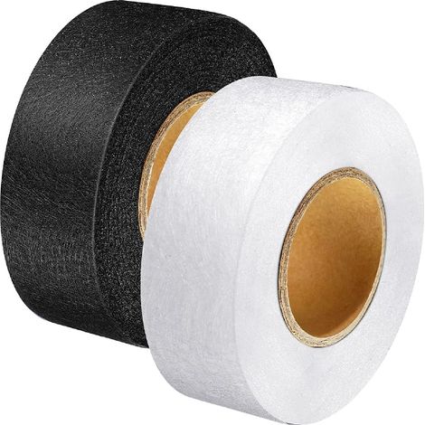 Lntyq Thermocollant Couture 64 mètre Rubans Thermocollants largeur 20 mm, ourlet thermocollant pantalon, thermocollant tissus (Noir Blanc)
