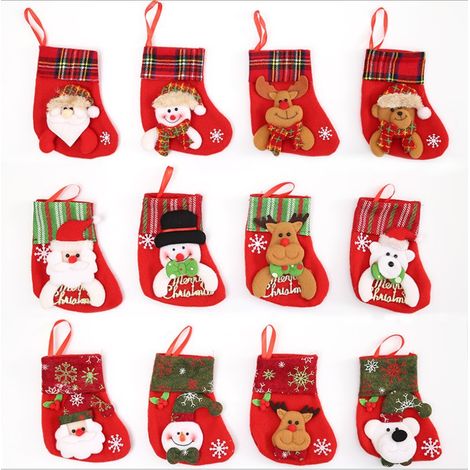 Sacs cadeaux en forme de bas de Noël, petit format, décorations pour bonbons, pendentifs en forme de bas de Père Noël, très populaires (1/5)