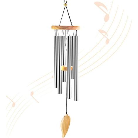 Carillon éolien en tubes d'aluminium, bois, argent, commémoratif – (1/5)