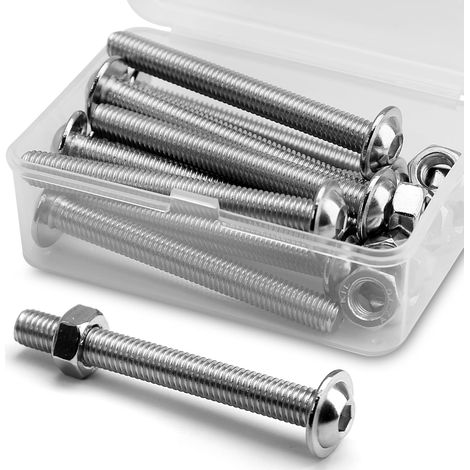(10 Ensembles) Vis à Six Pans Creux M8 x 70mm Avec Bride et écrous Jeu de Vis à Tête Cylindrique d'Acier Inoxydable 304 (1/5)
