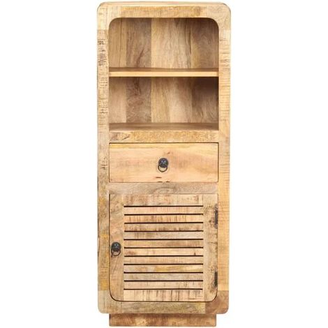Buffet de Cuisine en Bois de Manguier Massif, Meuble Rangement 45x32x110 cm, Couleur Bois Naturel, Style Rustique pour Salon et Salle à Manger (1/5)