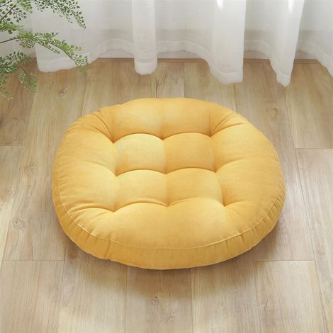 Coussin de chaise rond - convient pour la maison, le bureau, la salle à manger, la cuisine. 55 cm / 21 pouces, jaune, 1 pièce.