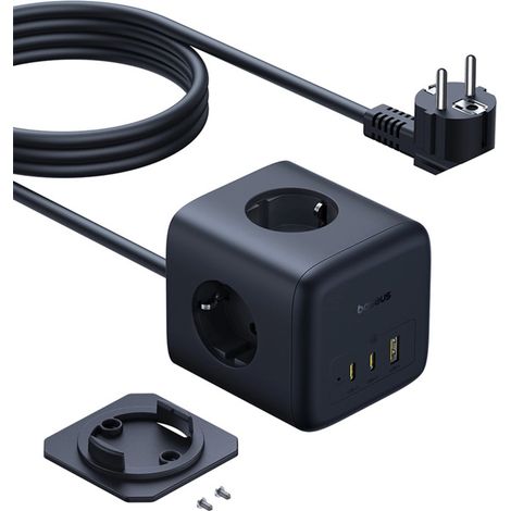 Baseus EnerFill FA11 67W Steckdosenleiste, USB-A + USB-C + 3 x EU-Steckdosen, 1,5 m – Schwarz