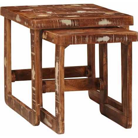 Tables gigognes 2 pcs 46 x 46 x 45 cm Bois Recyclé Solide