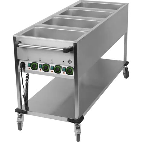 Bain marie mobile électrique GN 4-1/1 commande sur le côté court avec étagère basse RM - BMPK 4120 - RM Gastro