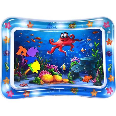 Tummy Time Water Mat for Baby Boys Girls PVC Inflatable Water Play Mat for Infants Toddlers Fun Play-Square Octopus-