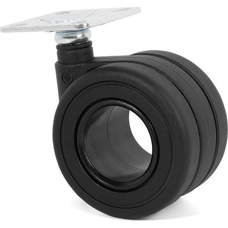 rueda giratoria modelo koo aro doble ø65 acabado negro con pletina