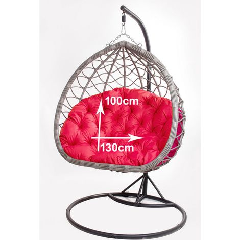 Coussins pour fauteuil berçant de jardin 130 x 100cm Coussin Fauteuil Suspendu Coussin fauteuil suspendu hamac Rouge (1/2)