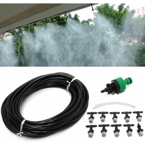 Kit d'irrigation goutte à goutte TEMPSA - Tuyau de 10 m avec 10 buses - Plastique - Noir (1/4)