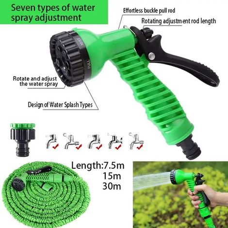 Tuyau d'arrosage télescopique bleu de 7,6 m (25 pi) pour lavage de voiture, tuyau antigel et arrosage de jardin haute pression. Longueur : 7,6 m à 30,5 m (25 pi à 100 pi).