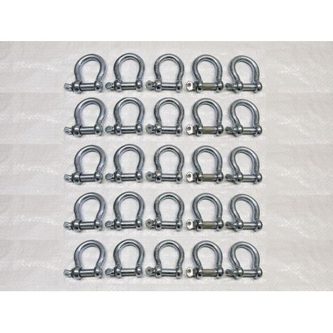 x25 5MM Galvanised Commercial Bow Shackles - Chain Connector Caravan Tether (1/2)
