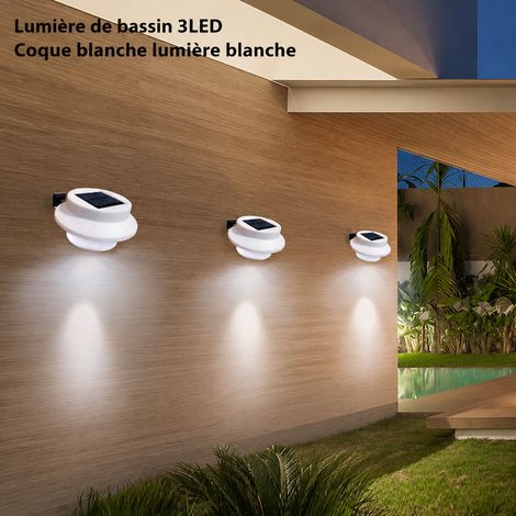 Applique murale solaire extérieure 3 LED boîtier blanc lumière blanche blanc réf 3082 16 × 11,7 × 6 cm 130 g – Livraison gratuite