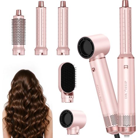 Brosse Soufflante 5 en 1, Brosse Chauffante Brushing et Air Styler avec Têtes Amovibles (fer Friser, Volumatrice, Lissante, Boucleur), de Voyage Légers pour Femmes et Hommes (Sakura) (1/5)