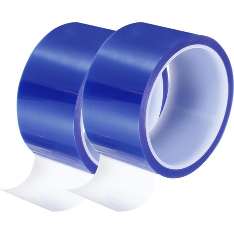 2 Rolls 50mm x 33m Heat Resistant Tape PET Heat Tape for Residue-free Transfer Sublimation High Temperature Resistant for Masking Welding Blue (1/5)